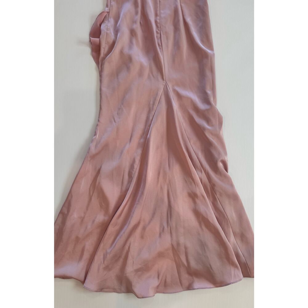 Lulus Eternal Bond Blush Satin Ruffled Flutter Sleeve Maxi Dress Small Pink - Picture 9 of 16